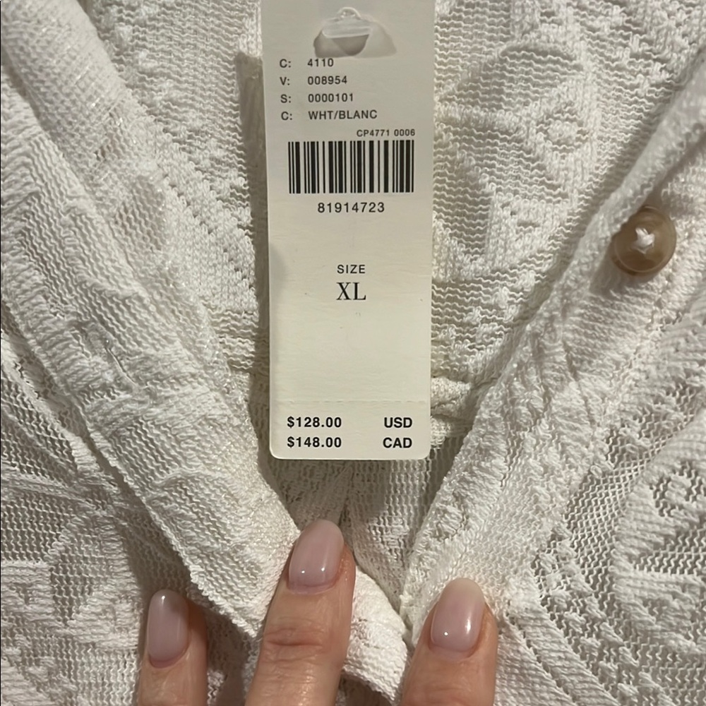 White Patterned Button-Up Shirt - Picture 2 of 3